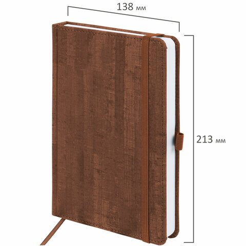Ежедневник недатированный А5 (138x213 мм) BRAUBERG "Wood", кожзам, резинка, 136 л., коричневый