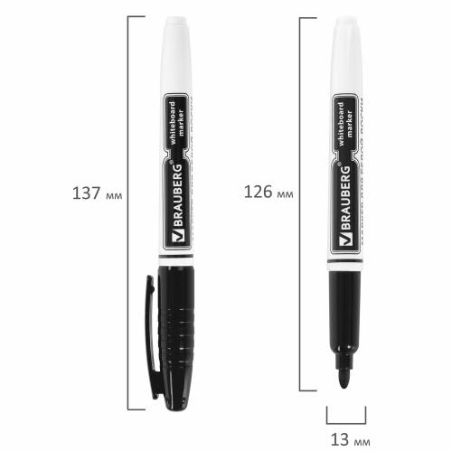 Маркер стираемый для белой доски ЧЕРНЫЙ, BRAUBERG, 4 мм, с клипом, эргономичный корпус