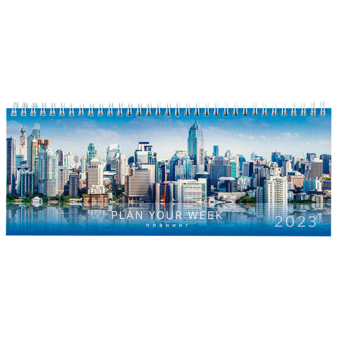 Планинг датированный на 2023 г. 285х112 мм, STAFF, гребень, картонная обложка, 64 л., "City"