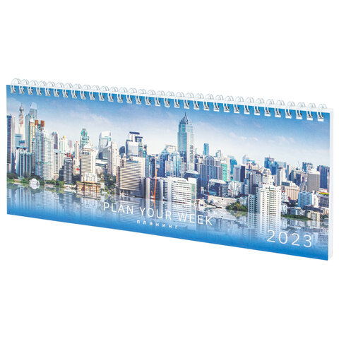 Планинг датированный на 2023 г. 285х112 мм, STAFF, гребень, картонная обложка, 64 л., "City"