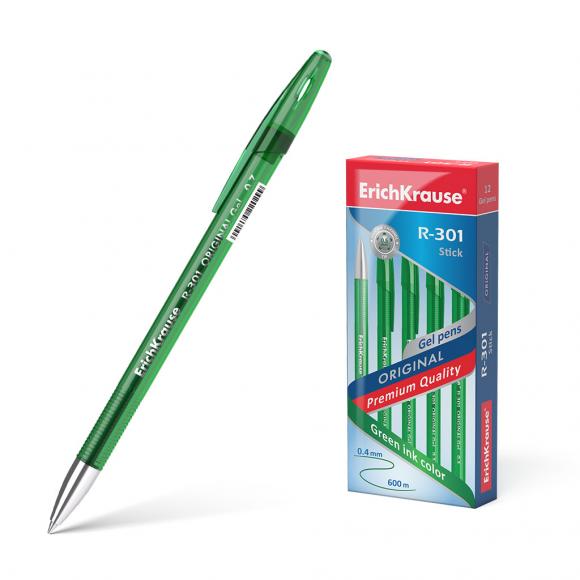 Ручка гелевая R-301 ORIGINAL GEL зеленая, 0,5мм ErichKrause, 45156