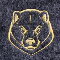 Шапка для бани серая с вышивкой "Медведь"