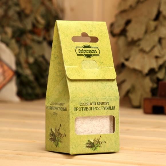 Соляной брикет эвкалипт, шалфей, мята 200 гр. Противопростудный Добропаровъ