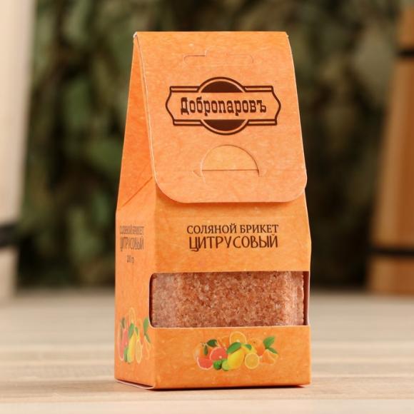 Соляной брикет "Цитрусовый" 200 гр "Добропаровъ" апельсин, лимон, мандарин