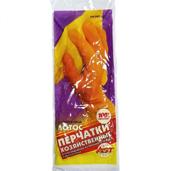 Перчатки хозяйственные латексные ЛОТОС, размер XL (Супер большие)