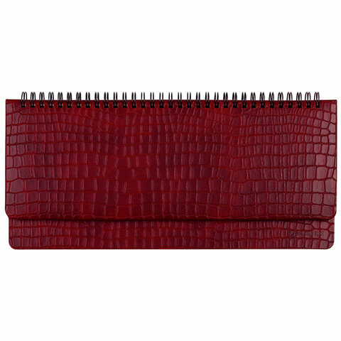 Планинг настольный недатированный (305х140 мм) BRAUBERG "Alligator", под кожу, 60 л., бордовый