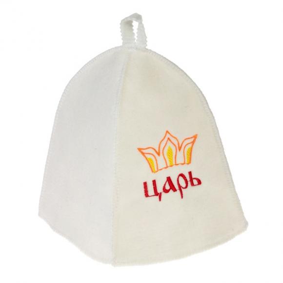 Набор банный с вышивкой Царь, портфель 5 предметов, белый
