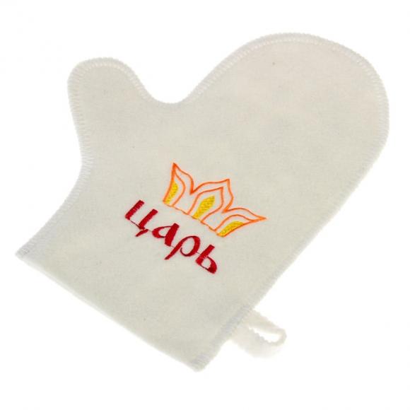 Набор банный с вышивкой Царь, портфель 5 предметов, белый