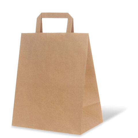 Крафт пакет бумажный 28х15х32 см, плоские ручки