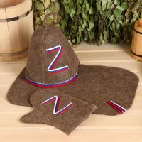 Набор для бани 3 предмета "Z" (шапка, коврик, рукавица)