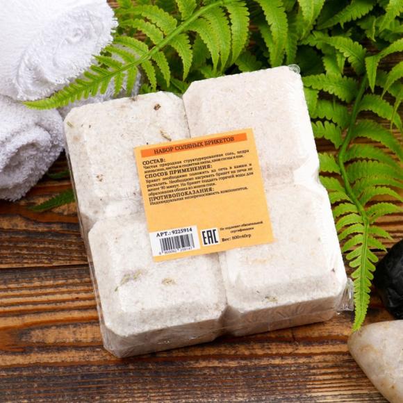Набор соляных брикетов 4 шт "Апельсин, липа, сосна, ель" по 200 гр "Добропаровъ"