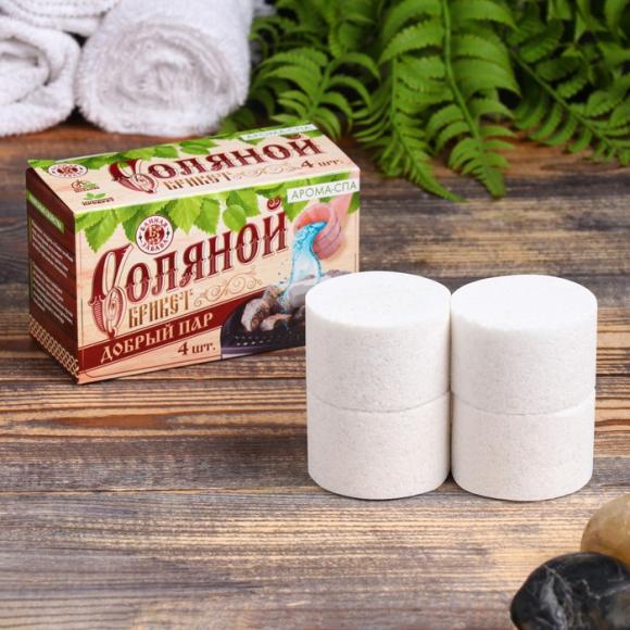 Соляной брикет для бани Добрый пар, 4 шт/уп, Банная забава
