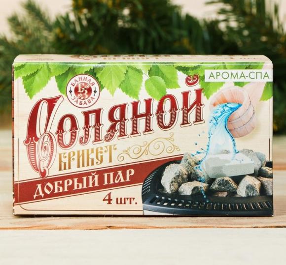 Соляной брикет для бани Добрый пар, 4 шт/уп, Банная забава