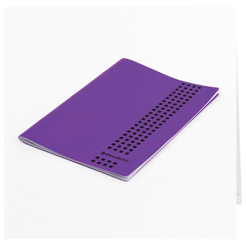 Тетрадь А4, 40 листов, BRAUBERG "Metropolis", скоба, клетка, обложка пластик, ФИОЛЕТОВЫЙ