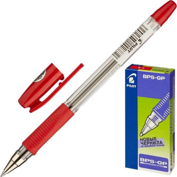 Ручка шариковая красная, резиновый упор 0.7мм, Pilot BPS-GP-F(R)