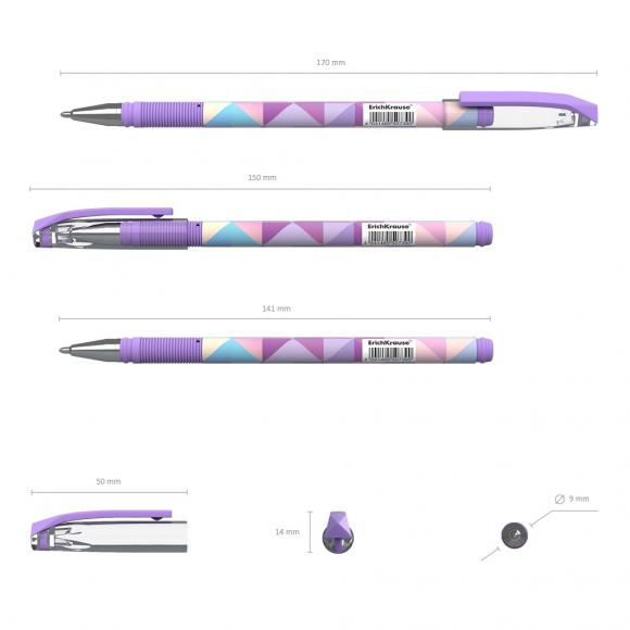 Ручка шариковая ErichKrause, Magic Rhombs 0,7мм цветной корпус Soft Touch, синяя