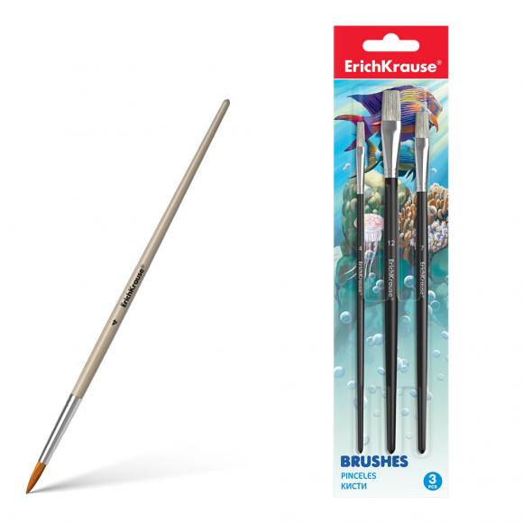 Набор кистей щетина ErichKrause 3шт. №4,7,12 плоские , 56091