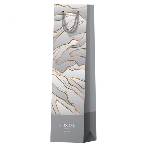Пакет подарочный 12*36*8,5см ArtSpace "Special. White", матовое ламинирование, под бутылку