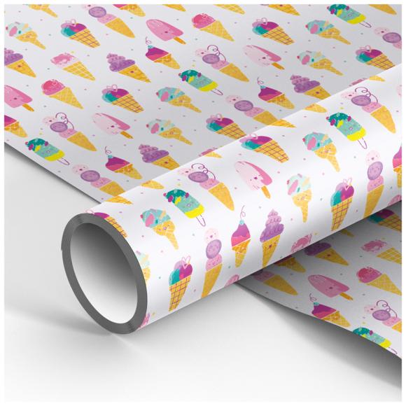 Упаковочная бумага глянцевая 70*100см, MESHU "Ice creams", 90г/м2