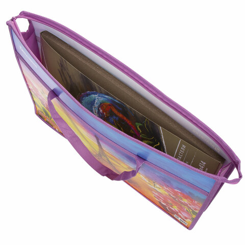 Папка для рисунков и чертежей с ручками BRAUBERG А3, пластик, молния сверху, "Paris"