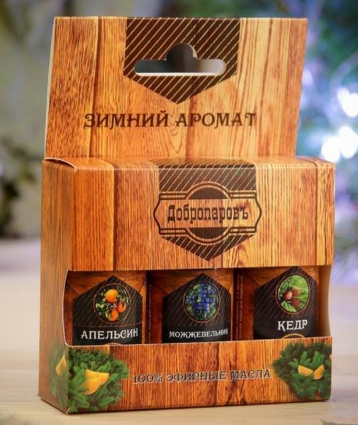 Набор эфирных масел апельсин, кедр, можжевельник, Добропаровъ, 3шт по 17мл