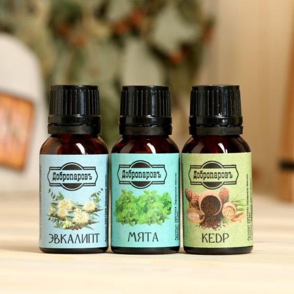 Набор эфирных масел эвкалипт, мята, кедр, "Добропаровъ" микс, 3 шт по 17 мл