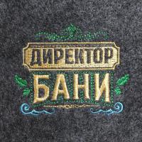 Набор для бани "Директор бани" 3 предмета (шапка, коврик и рукавица)