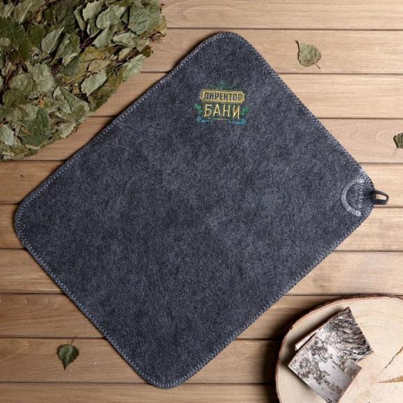 Набор для бани "Директор бани" 3 предмета (шапка, коврик и рукавица)