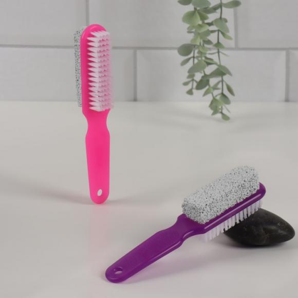 Щётка с пемзой для педикюра, двусторонняя, 15,5 см, цвет МИКС