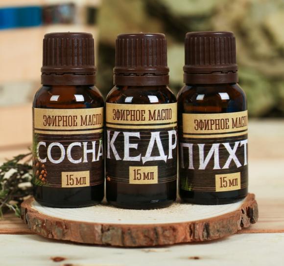 Набор 3 эфирных масла 15 мл "Лучшему банщику" сосна, кедр, пихта