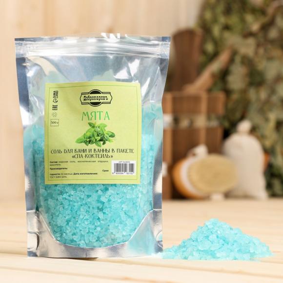 Соль для бани и ванны Мята, 500 грамм, Добропаровъ