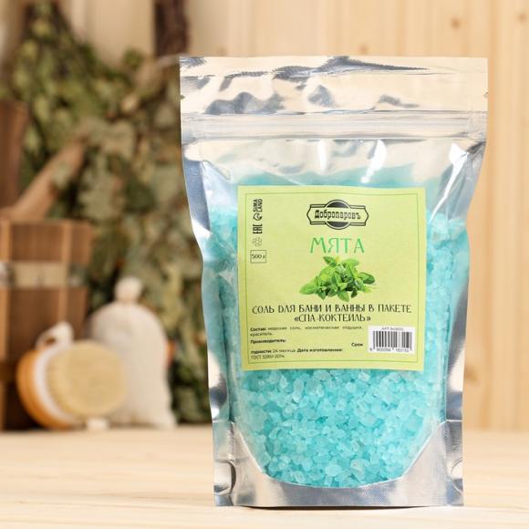 Соль для бани и ванны Мята, 500 грамм, Добропаровъ