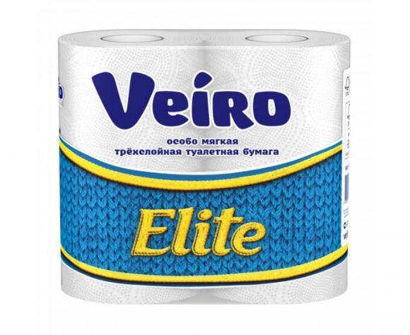 Туалетная бумага (Вейро) Veiro Elite 3-х слойная, белая, 4 рулона