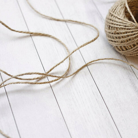 Шпагат джутовый полированный длина 165 м диаметр 1,5 мм, 2-х ниточный, BRAUBERG