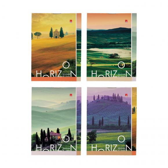 Блокнот А7 40л скоба "Природа" клетка, ассорти