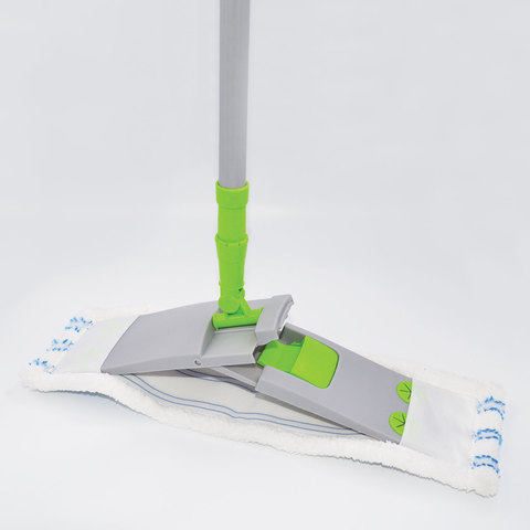 Швабра с флаундером 40 см, телескопический черенок 120 см, резьба 1,6 см, микрофибра/абразив (тип К), ЛЮБАША