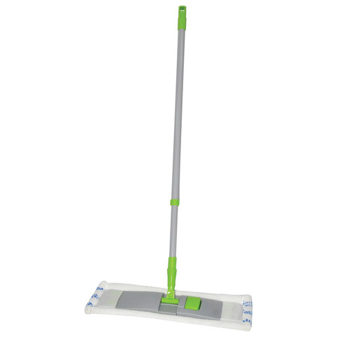 Швабра с флаундером 40 см, телескопический черенок 120 см, резьба 1,6 см, микрофибра/абразив (тип К), ЛЮБАША