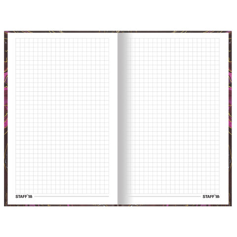 Блокнот А5 (134х206 мм), 80 л., твёрдый, клетка, фольга, STAFF, "Marble"