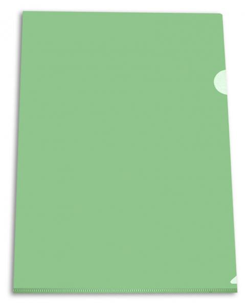 Папка уголок А4 прозрачная, плотность 0,15мм, зелёная Бюрократ