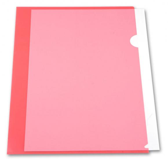 Папка уголок А4 прозрачная, плотность 0,15мм, красная Бюрократ