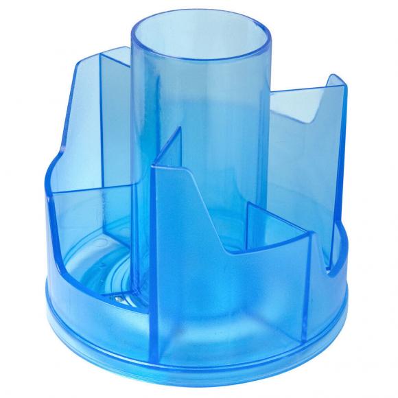 Подставка настольная Standard 10*11,5*12см , пластиковая, вращается, синяя прозрачная Egoist