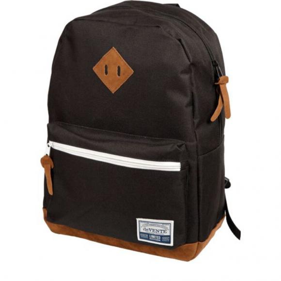 Рюкзак подростковый 40*30*14см "Deerskin. Black" ткань,1 отделение на молнии, 1 карман отделка замша deVENTE