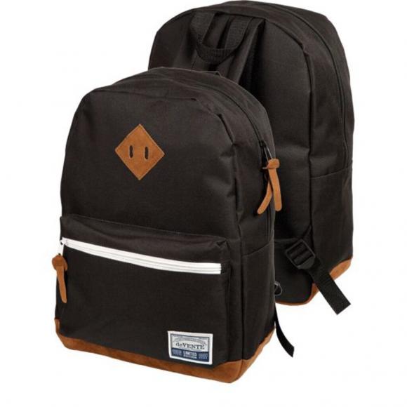 Рюкзак подростковый 40*30*14см "Deerskin. Black" ткань,1 отделение на молнии, 1 карман отделка замша deVENTE