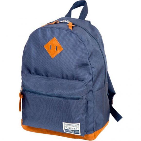 Рюкзак подростковый 40*30*14см "Deerskin. Navy Blue" ткань, 1отделение на молнии, 1 карман, отделка замша, deVENTE