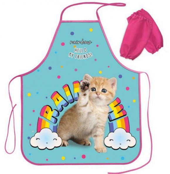 Набор Нарукавники + фартук для труда 490*390мм "Котёнок с радугой" Оникс