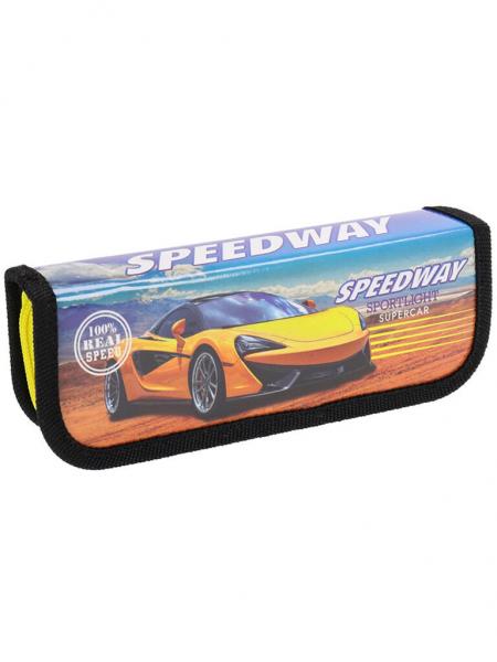 Пенал школьный на молнии 1 отделение 190*65*25мм,  Скоростной суперкар