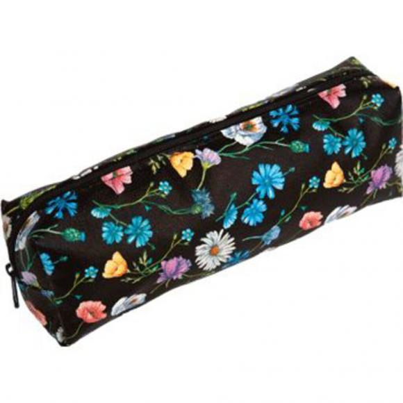 Пенал-косметичка на молнии Flowers, кожзам, 200мм*70мм*35мм, Attomex