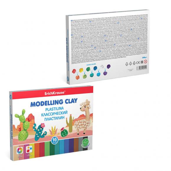 Пластилин ErichKrause 16 цветов 288гр., со стеком