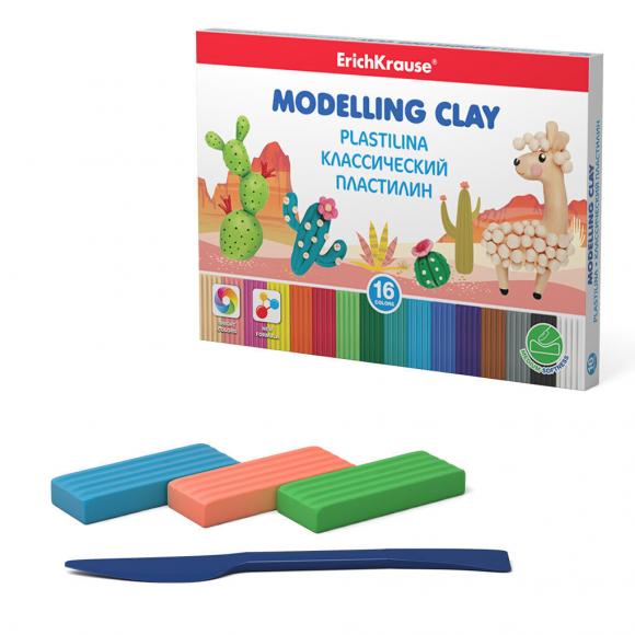 Пластилин ErichKrause 16 цветов 288гр., со стеком