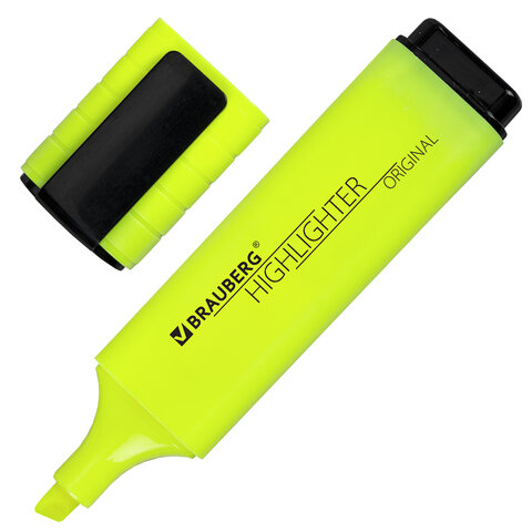 Текстовыделитель BRAUBERG "ORIGINAL NEON", ЖЕЛТЫЙ, линия письма 1-5 мм
